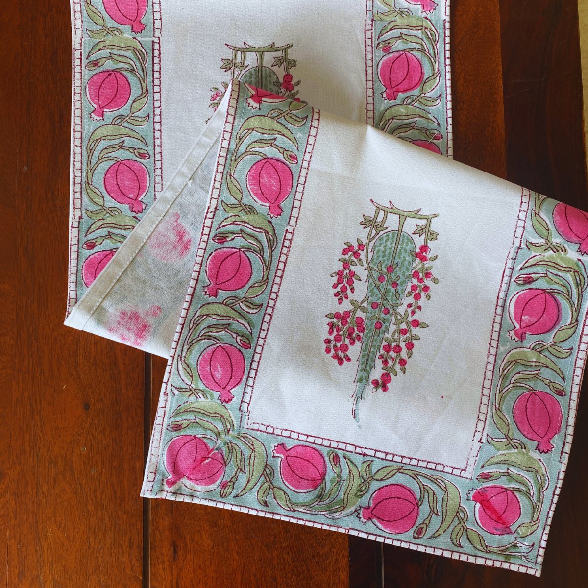 Kachnar Table Runner, 100% cotton, 13" x 72" - Coral Slub -